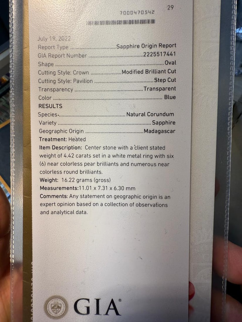 Estate 18K Natural Sapphire GIA certified and Diamond Ring - 11