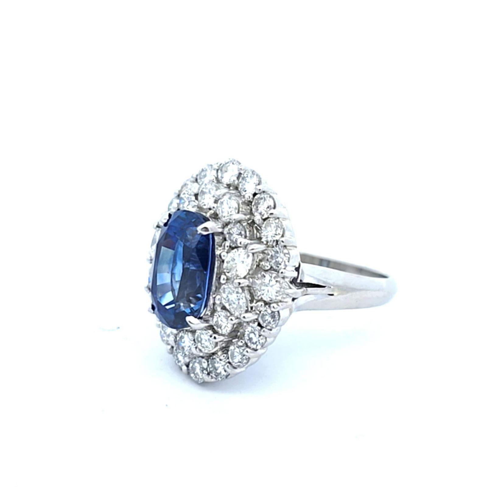 Estate 18K Natural Sapphire GIA certified and Diamond Ring - 2