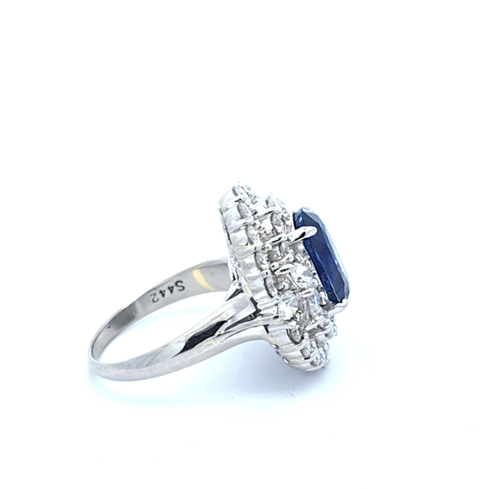 Estate 18K Natural Sapphire GIA certified and Diamond Ring - 8