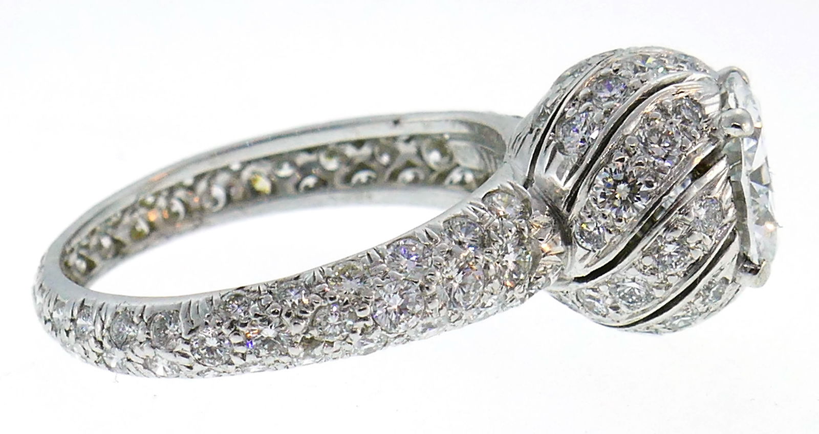 Tiffany & Co. Schlumberger Diamond Platinum Buds Ring 1.63-carat E VS2 GIA - 8