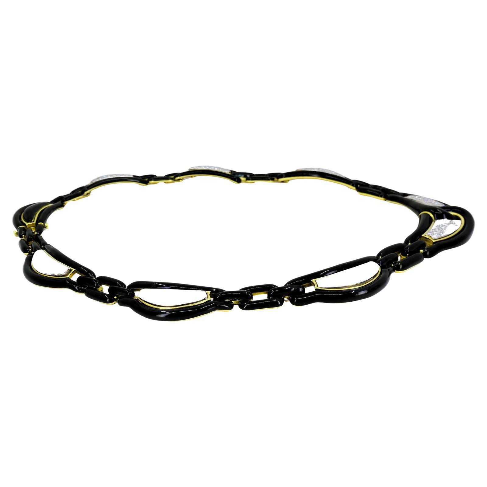 David Webb Necklace Diamond Gold Black Enamel Vintage Estate Jewelry - 4