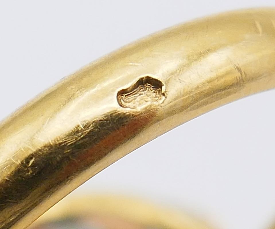 Vintage Ring 18k Gold Colombian Emerald GRS Report Diamond Cocktail French - 4