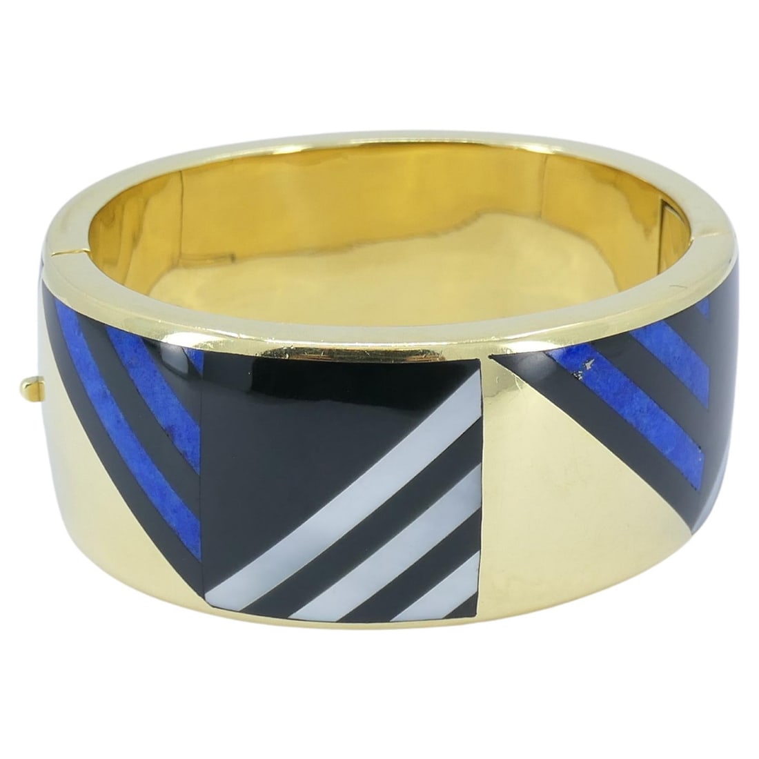 Vintage Angela Cummings Tiffany & Co. 18k Gold Gemstone Bangle Bracelet - 19