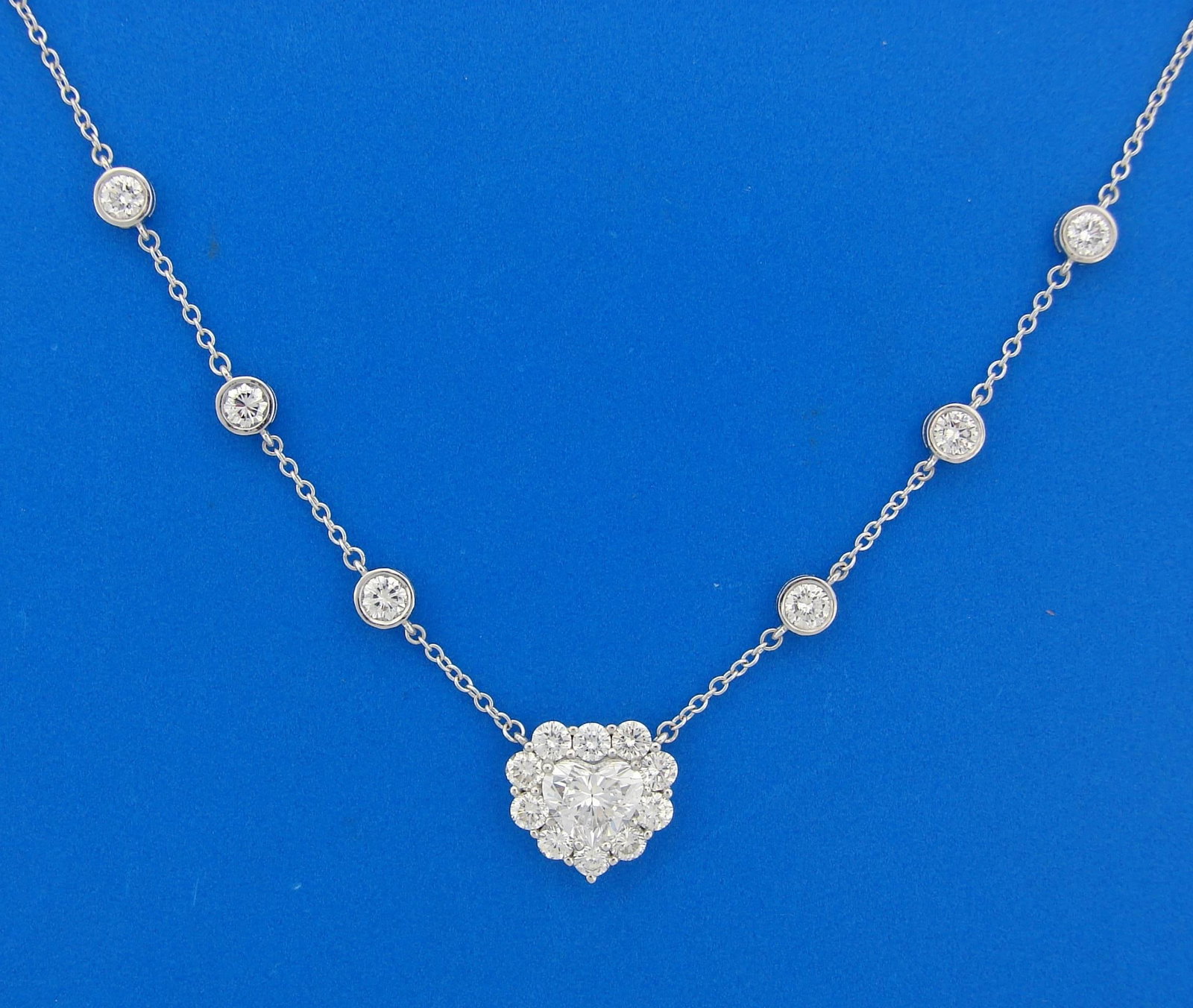 Heart Shaped Diamond GIA Gold Pendant Necklace - 17