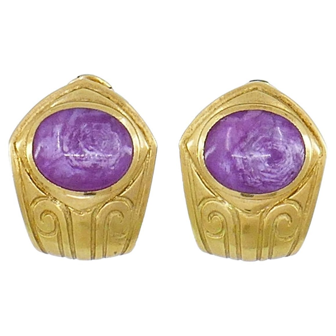 Vintage De Vroomen Earrings 18k Gold Clip-On Estate Jewelry - 7