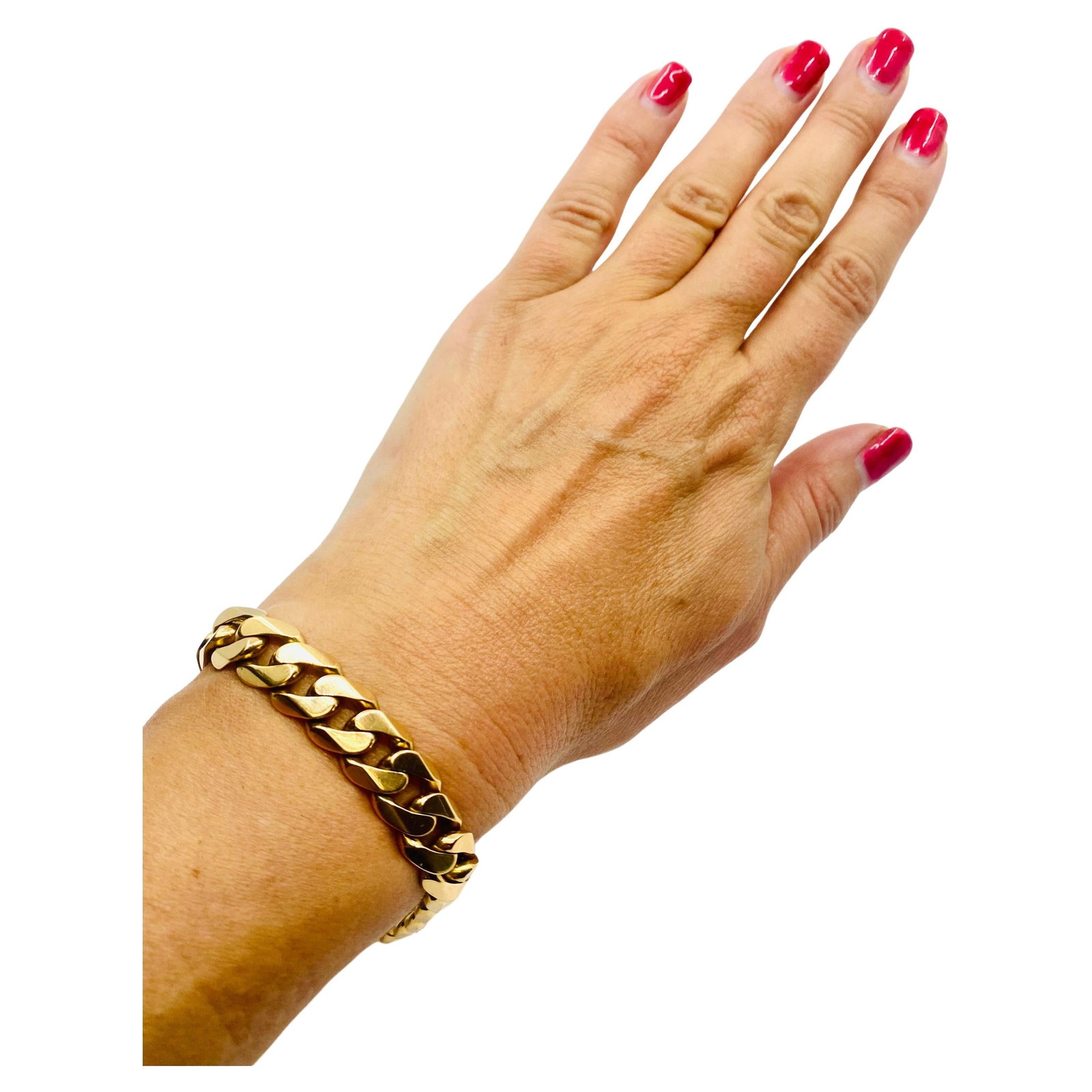 Vintage French Bracelet 18k Rose Gold Curb Link - 8