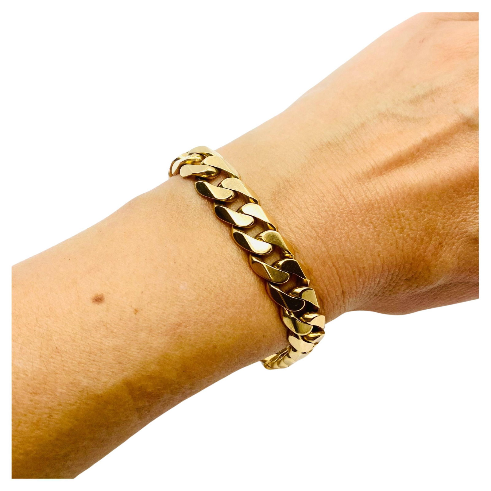 Vintage French Bracelet 18k Rose Gold Curb Link - 9