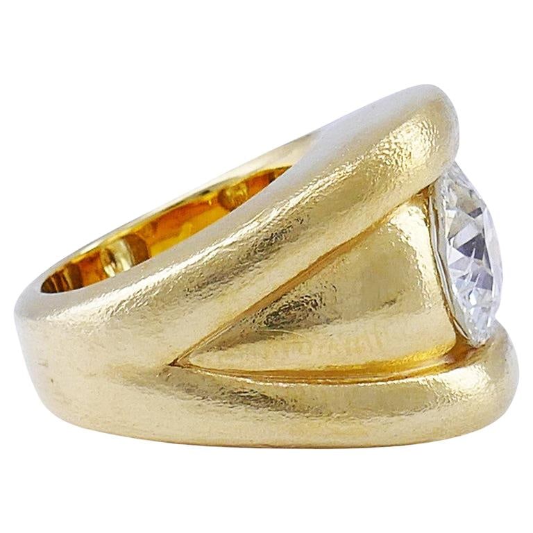 Old European Cut Diamond Chunky Gold Band Ring Estate Jewelry - 2