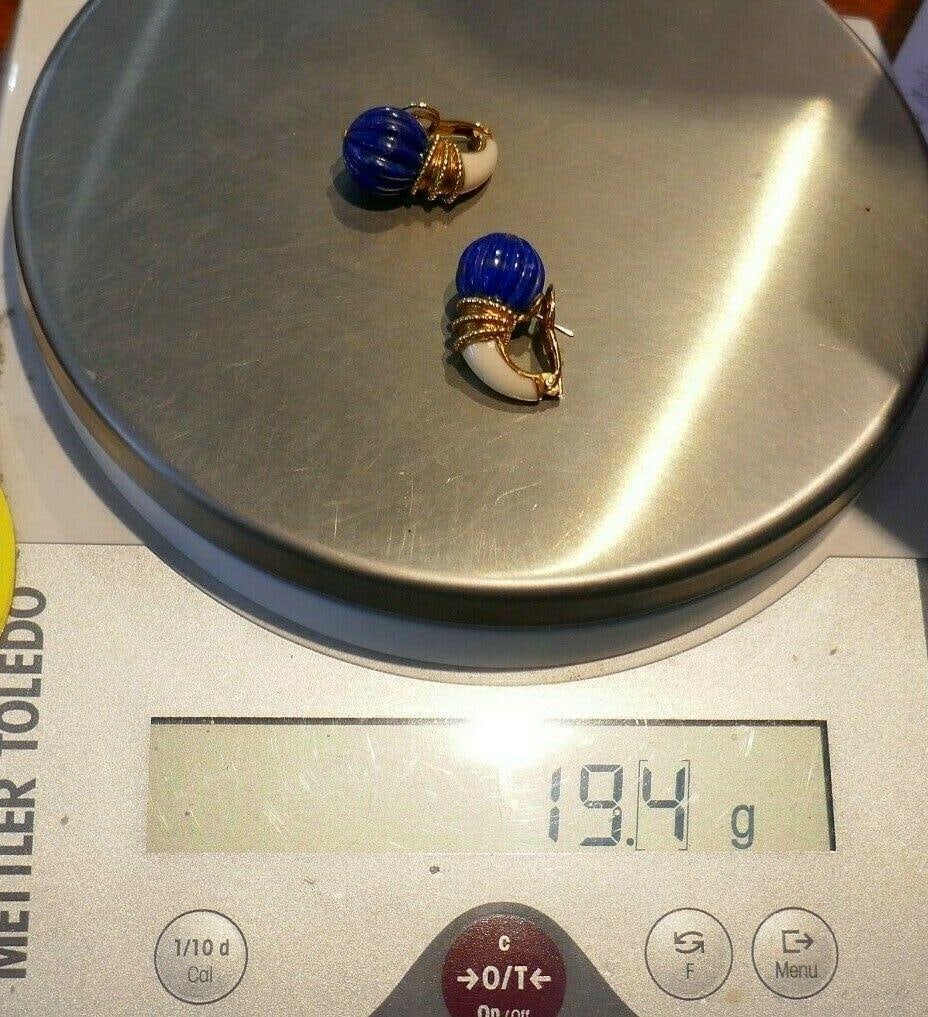 Boucheron Vintage 1970s Yellow Gold Lapis Earrings - 14