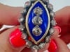 Victorian Ring Silver 18k Gold Enamel Diamond Antique Estate Jewelry - 16