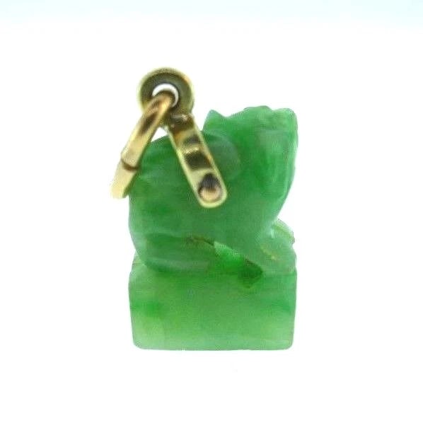 Jade Carved Animal Charm, 14K Yellow Gold Loop - 2