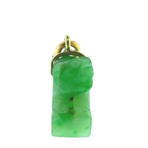 Jade Carved Animal Charm, 14K Yellow Gold Loop - 3
