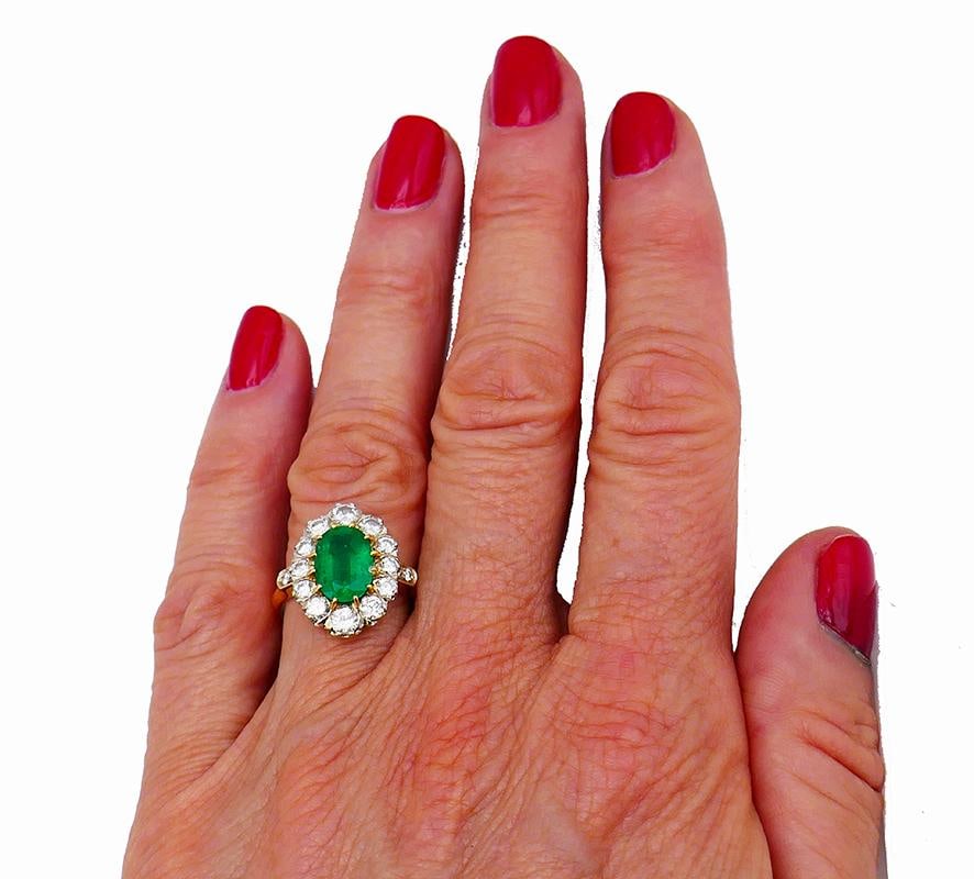 Vintage Emerald Diamond 14k Gold Ring - 3