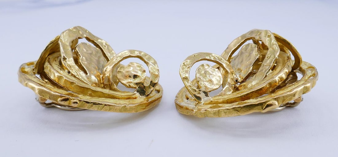 Vintage Chaumet Earrings 18k Gold Clip-on French Estate Jewelry - 3
