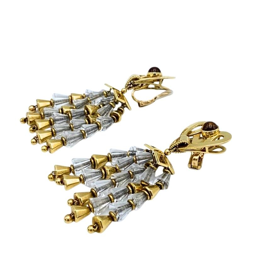 1950's Fred Leighton Yellow Gold, Citrine & Rock Crystal Dangle Earrings - 13