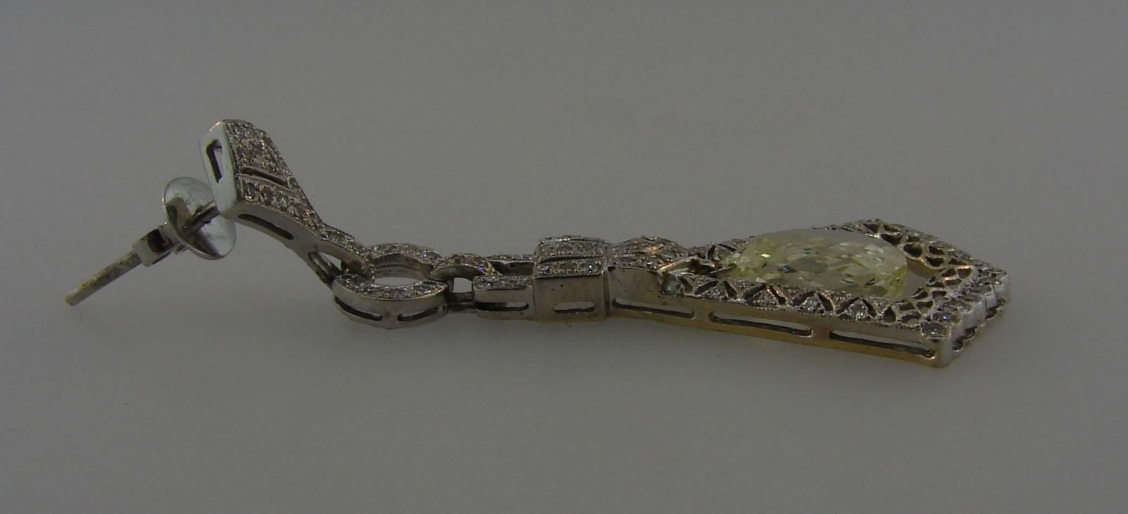 Diamond White Gold Dangle Earrings - 5