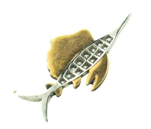 C.1920 PLATINUM YELLOW GOLD 0.20CTS DIAMOND ENAMEL CHARM - 2