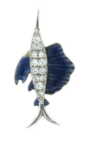 C.1920 PLATINUM YELLOW GOLD 0.20CTS DIAMOND ENAMEL CHARM - 4