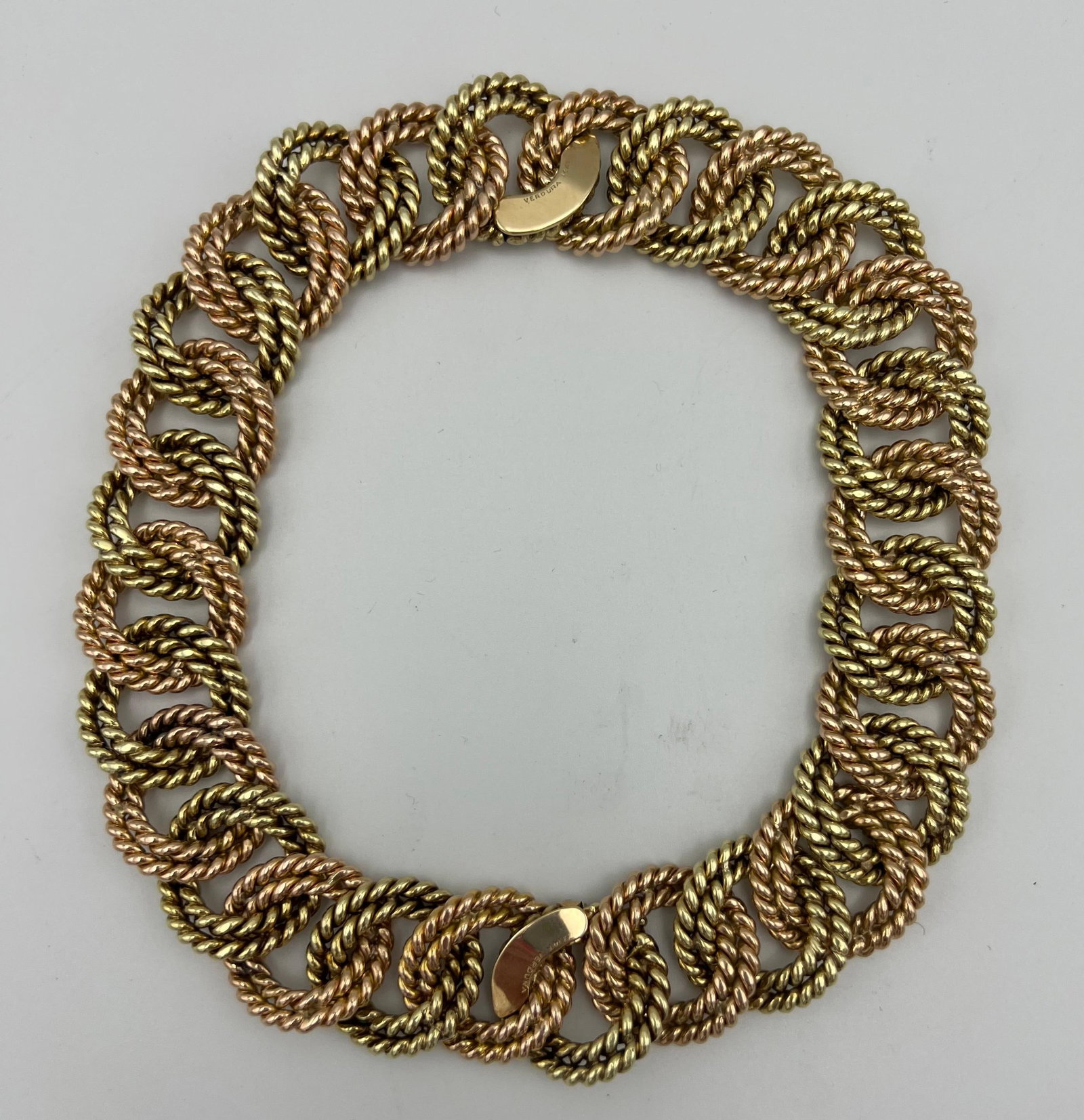 Vintage Verdura Yellow and Rose Gold Chain Choker Necklace and Bracelets - 10