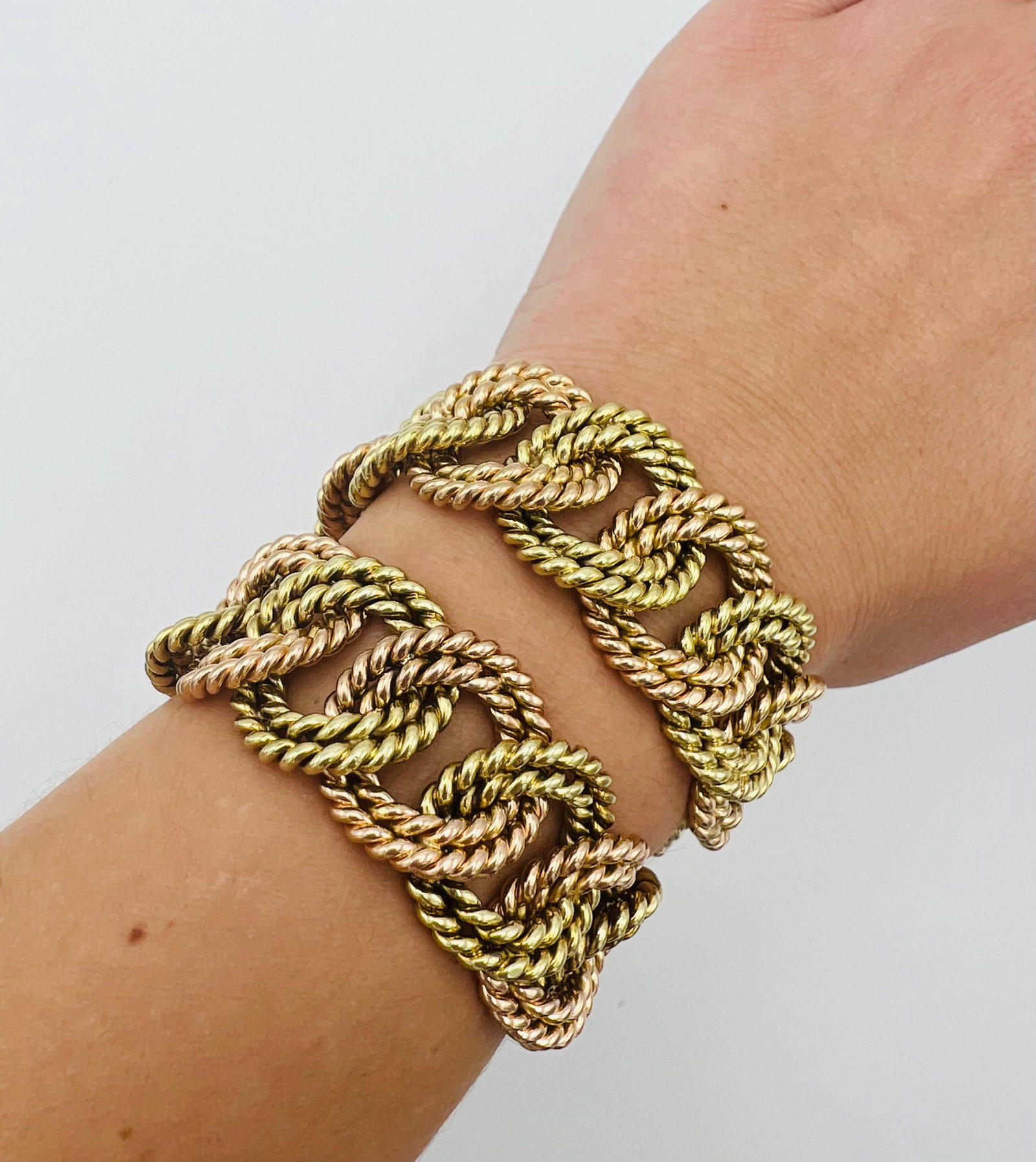 Vintage Verdura Yellow and Rose Gold Chain Choker Necklace and Bracelets - 16