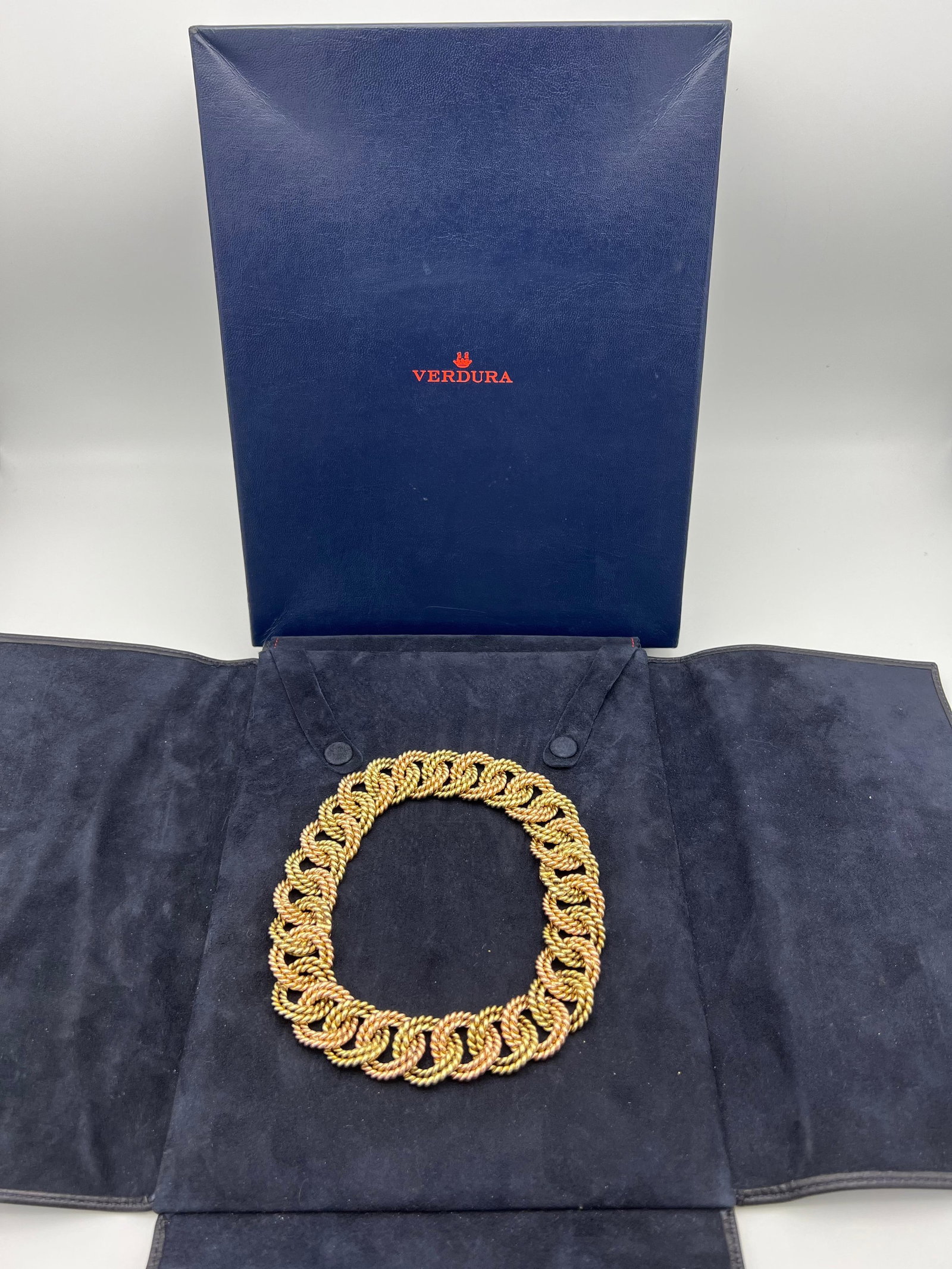 Vintage Verdura Yellow and Rose Gold Chain Choker Necklace and Bracelets - 20