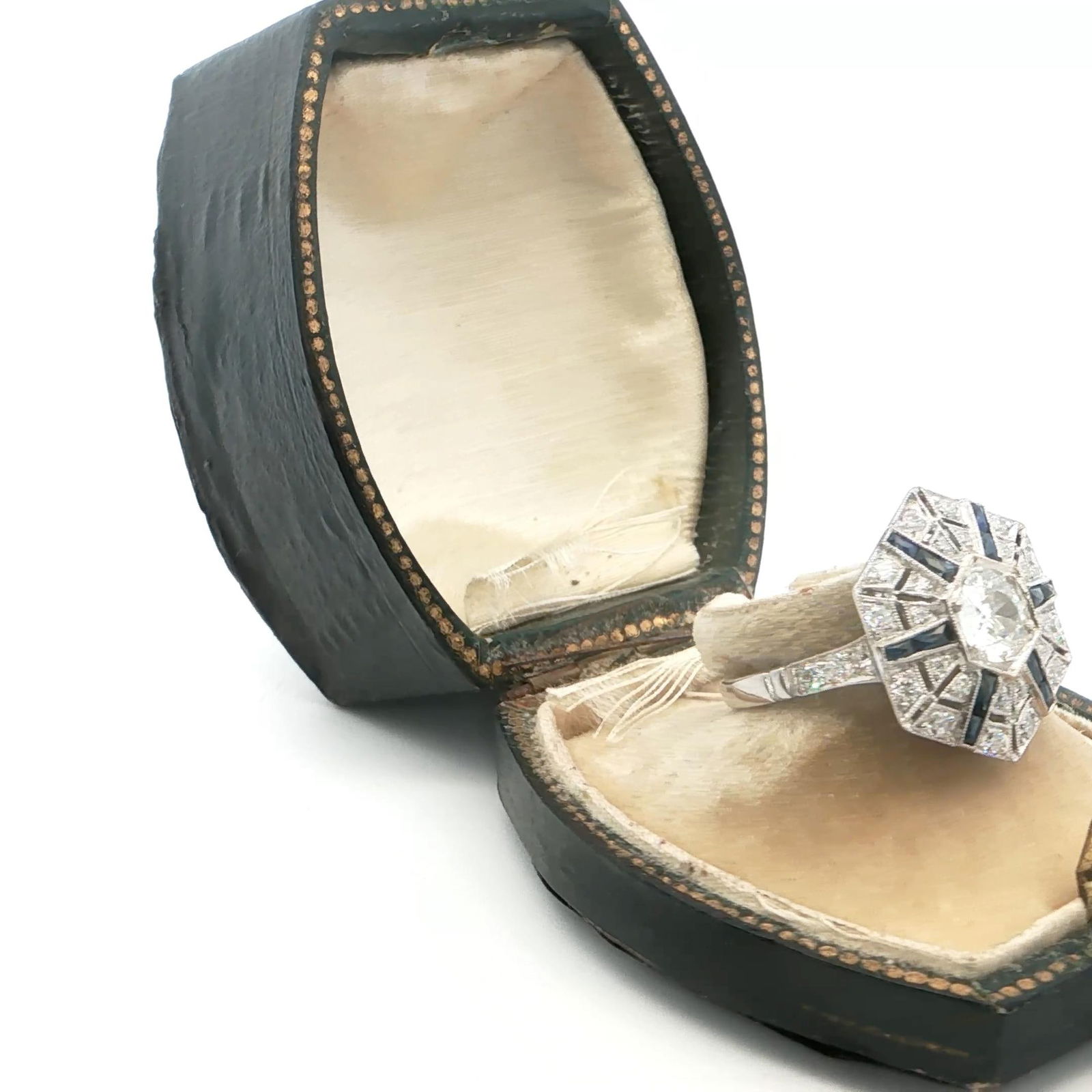 Platinum Cocktail Ring with Diamonds and Natural Sapphires - 7