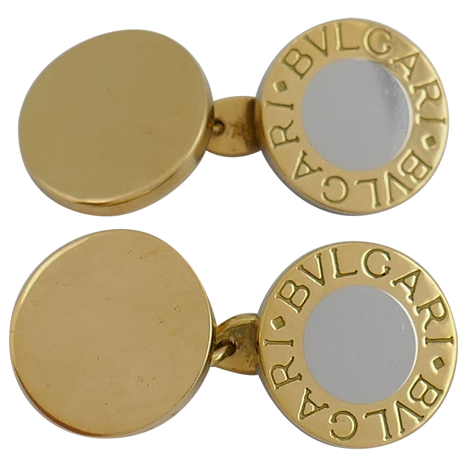 Vintage Bulgari Cufflinks Bvlgari Bvlgari Gold Steel - 2