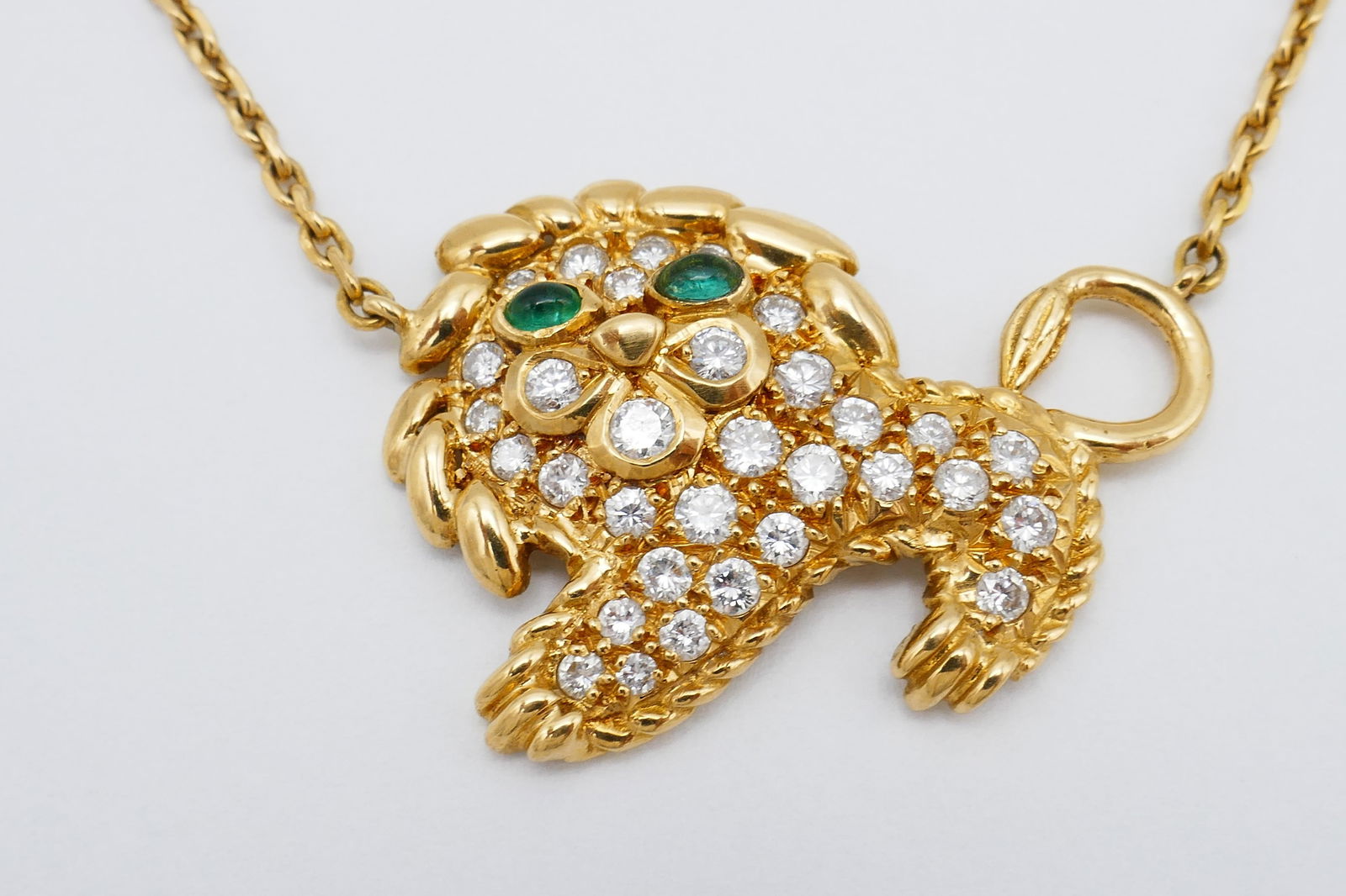 Fred Paris Necklace Leo Pendant Gold Diamond Emerald - 13