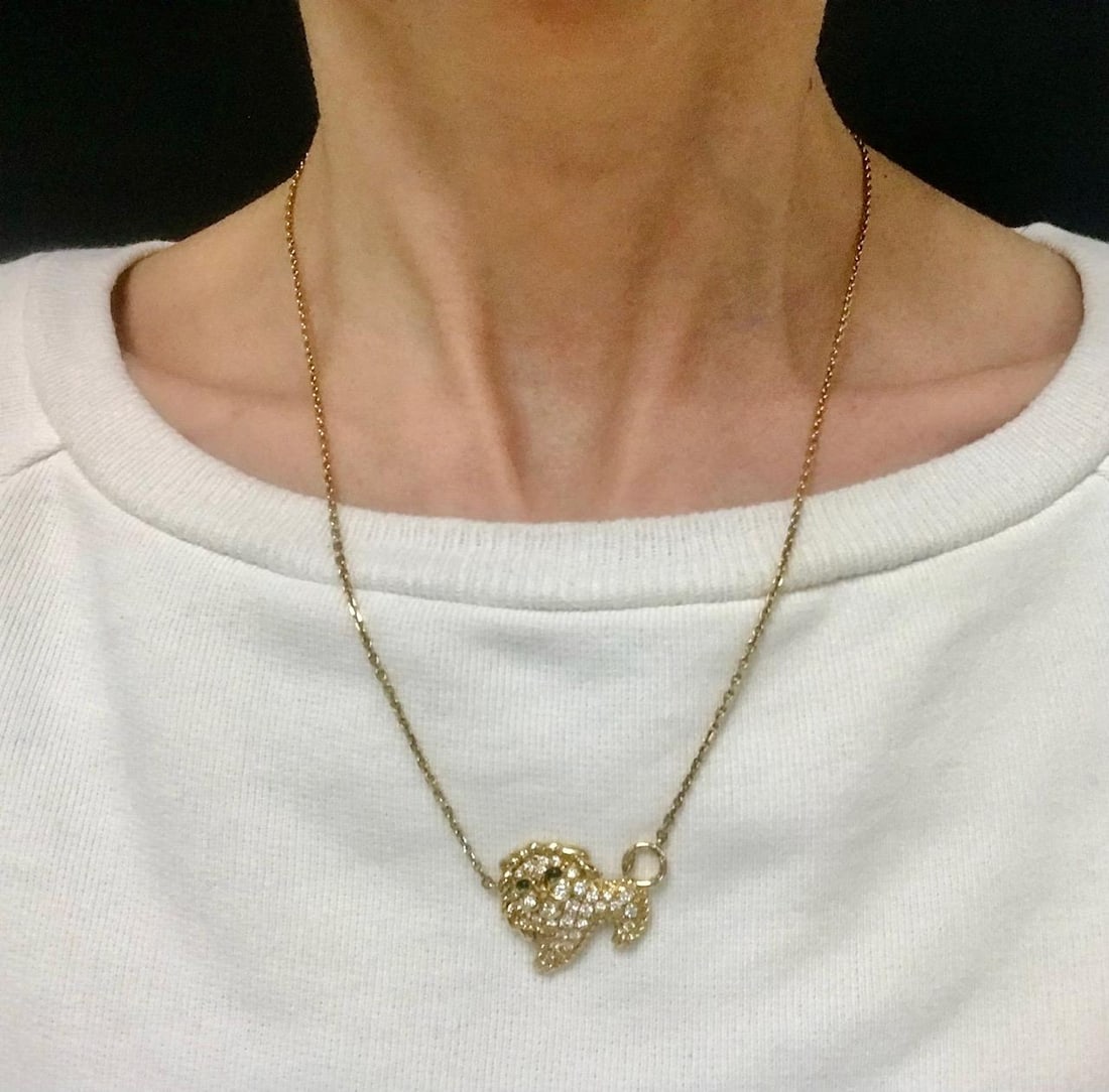 Fred Paris Necklace Leo Pendant Gold Diamond Emerald - 18