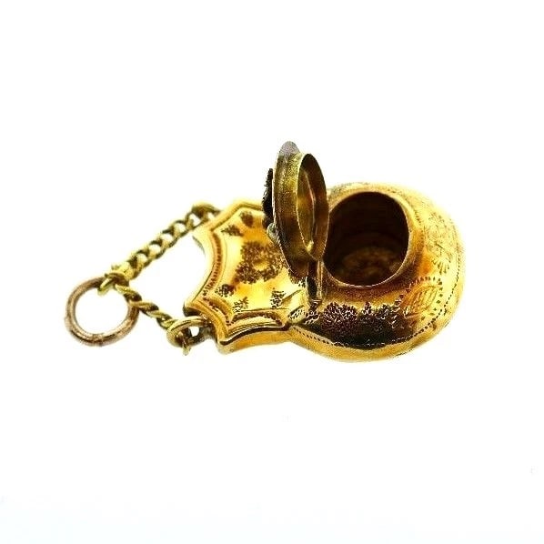 VICTORIAN 14k Yellow Gold & Pearl Mechanical Coin Purse Charm Circa 1900s - 2