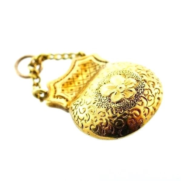 VICTORIAN 14k Yellow Gold & Pearl Mechanical Coin Purse Charm Circa 1900s - 3