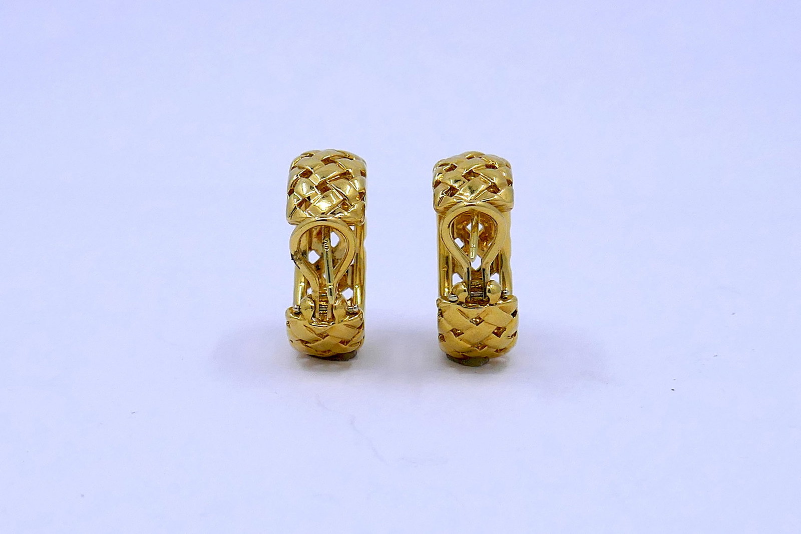 Tiffany & Co. Vannerie 18k Gold Woven Hoop Earrings - 3