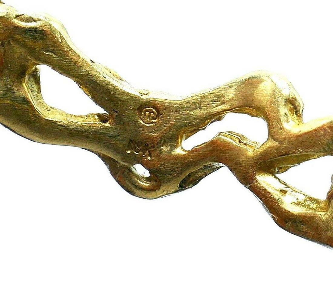 Artisan Hammered Yellow Gold Cuff Bracelet - 6