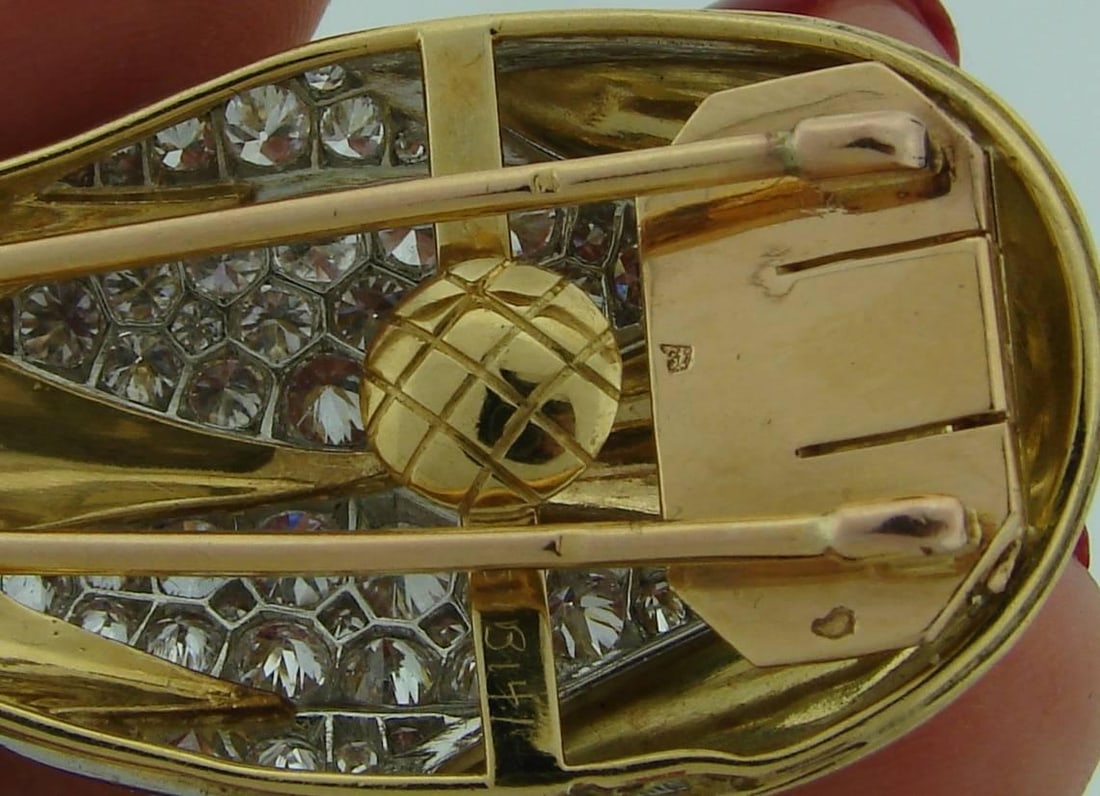 Suzanne Belperron Dents de Loup Clip Brooches Diamond Gold Platinum - 4