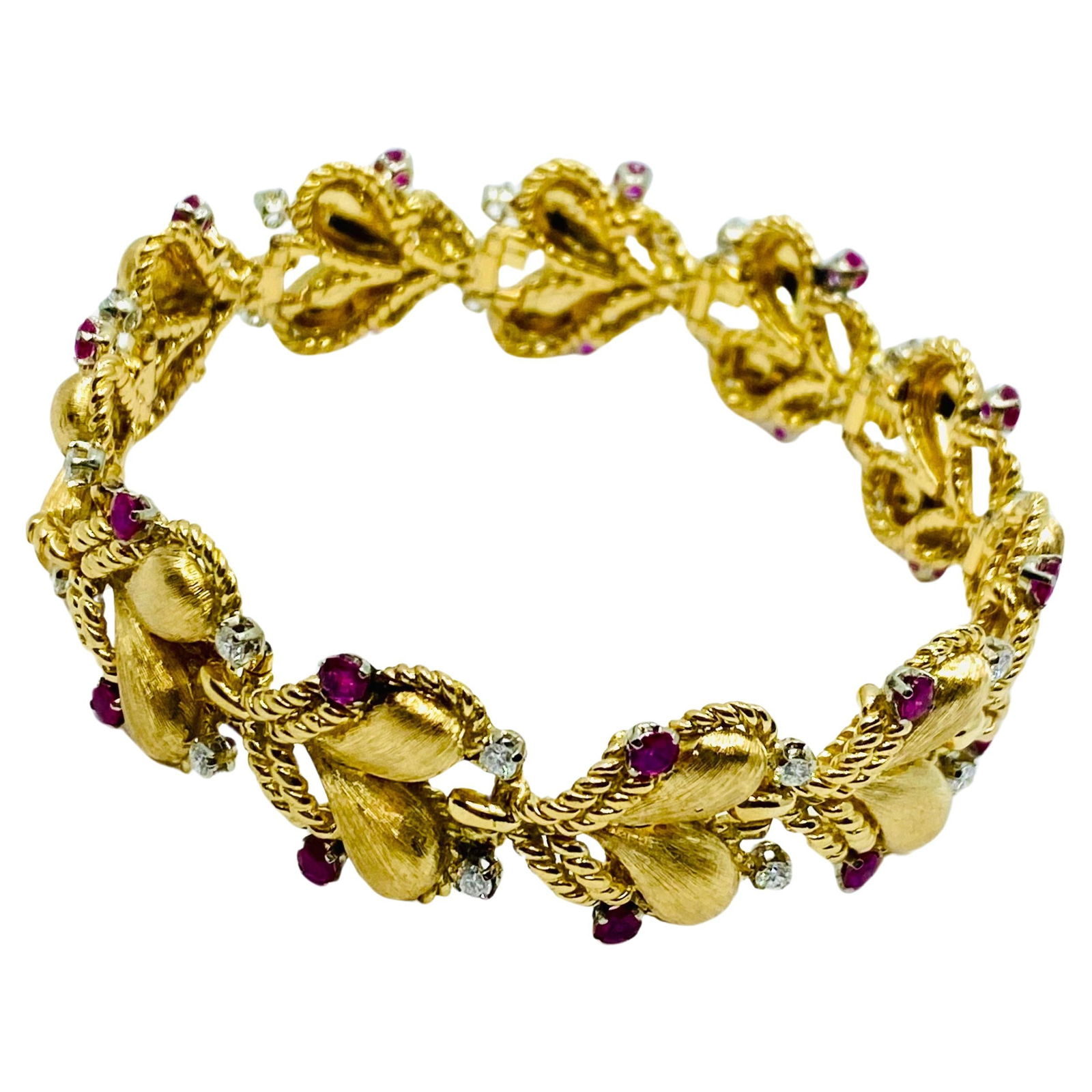 Mario Buccellati Gold Heart Design Bracelet with Gemstones - 7