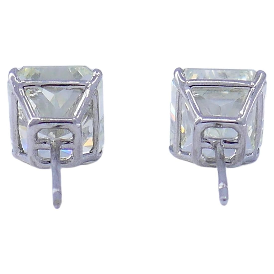 Diamond Stud Earrings 14k White Gold Estate Jewelry - 13