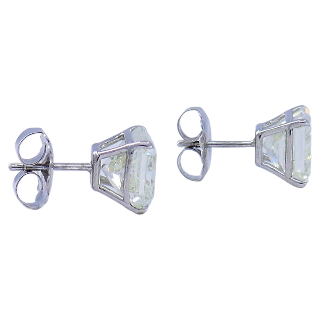 Diamond Stud Earrings 14k White Gold Estate Jewelry - 2