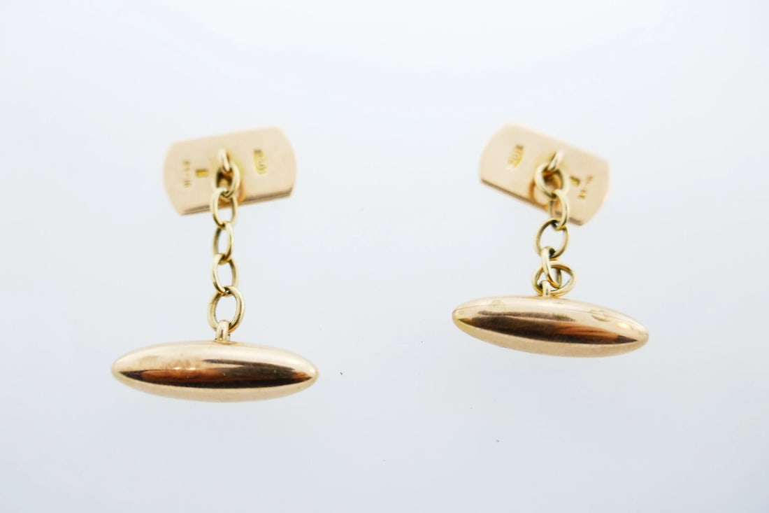 Victorian Antique 10k Rose Gold Oval Rectangular Bullet Cufflinks - 2