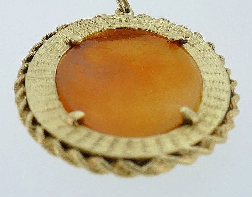 Yellow Gold Pearl Cameo Necklace - 5