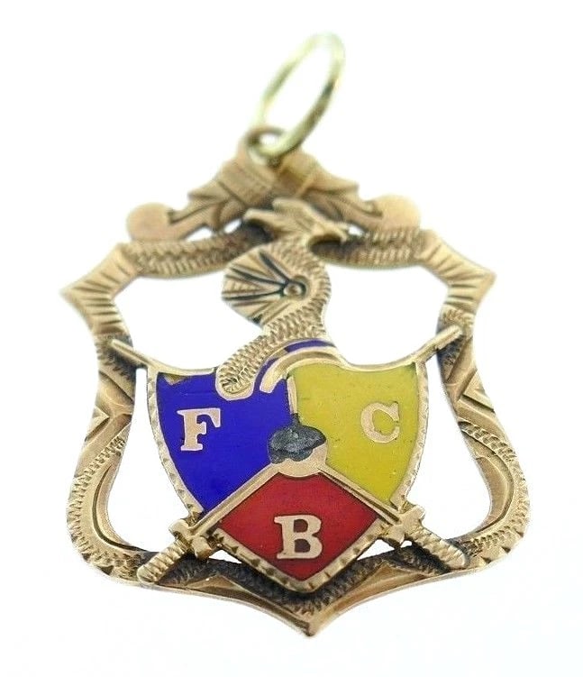 Antique 14k Yellow Rose Gold Knights of Pythias Enamel Charm Pendant - 3