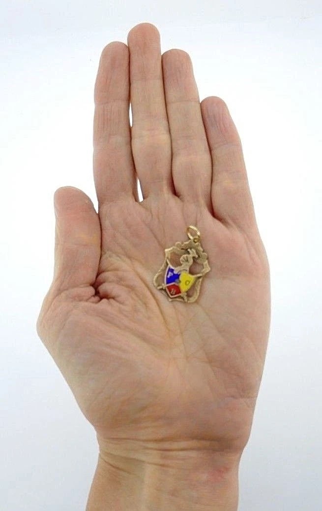 Antique 14k Yellow Rose Gold Knights of Pythias Enamel Charm Pendant - 4
