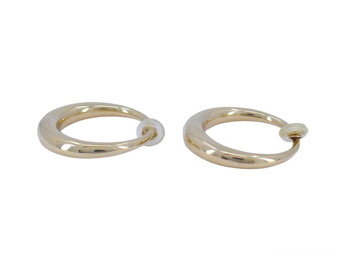 Vintage Yellow 14k Gold Hoop Clip-on Earrings - 4