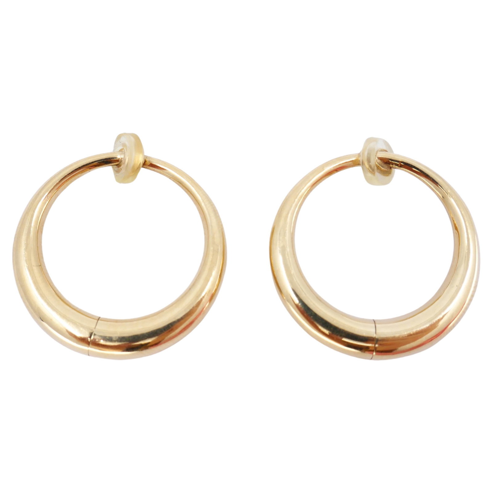 Vintage Yellow 14k Gold Hoop Clip-on Earrings - 7