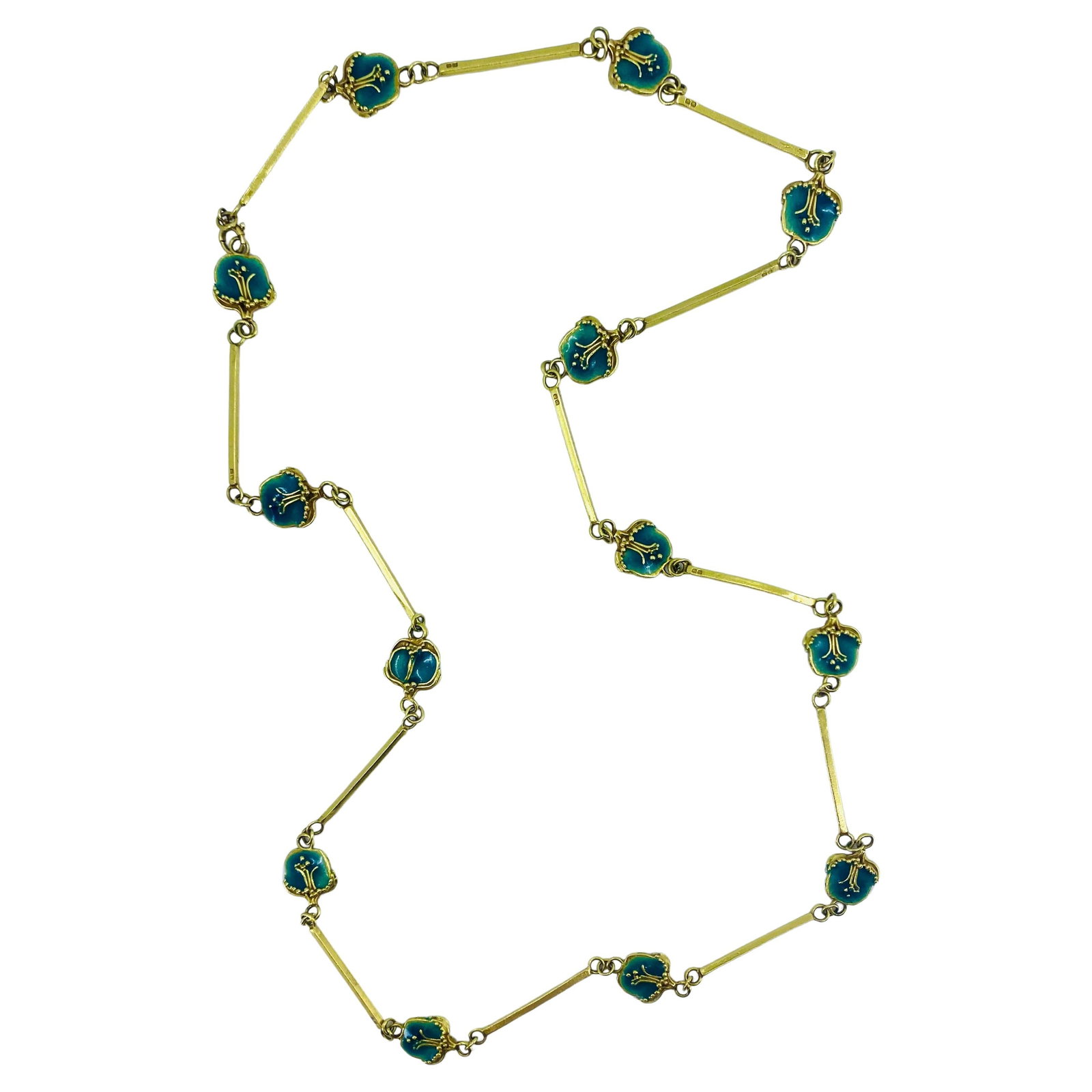 Jane Allen Art Nouveau Gold Enamel Necklace - 12