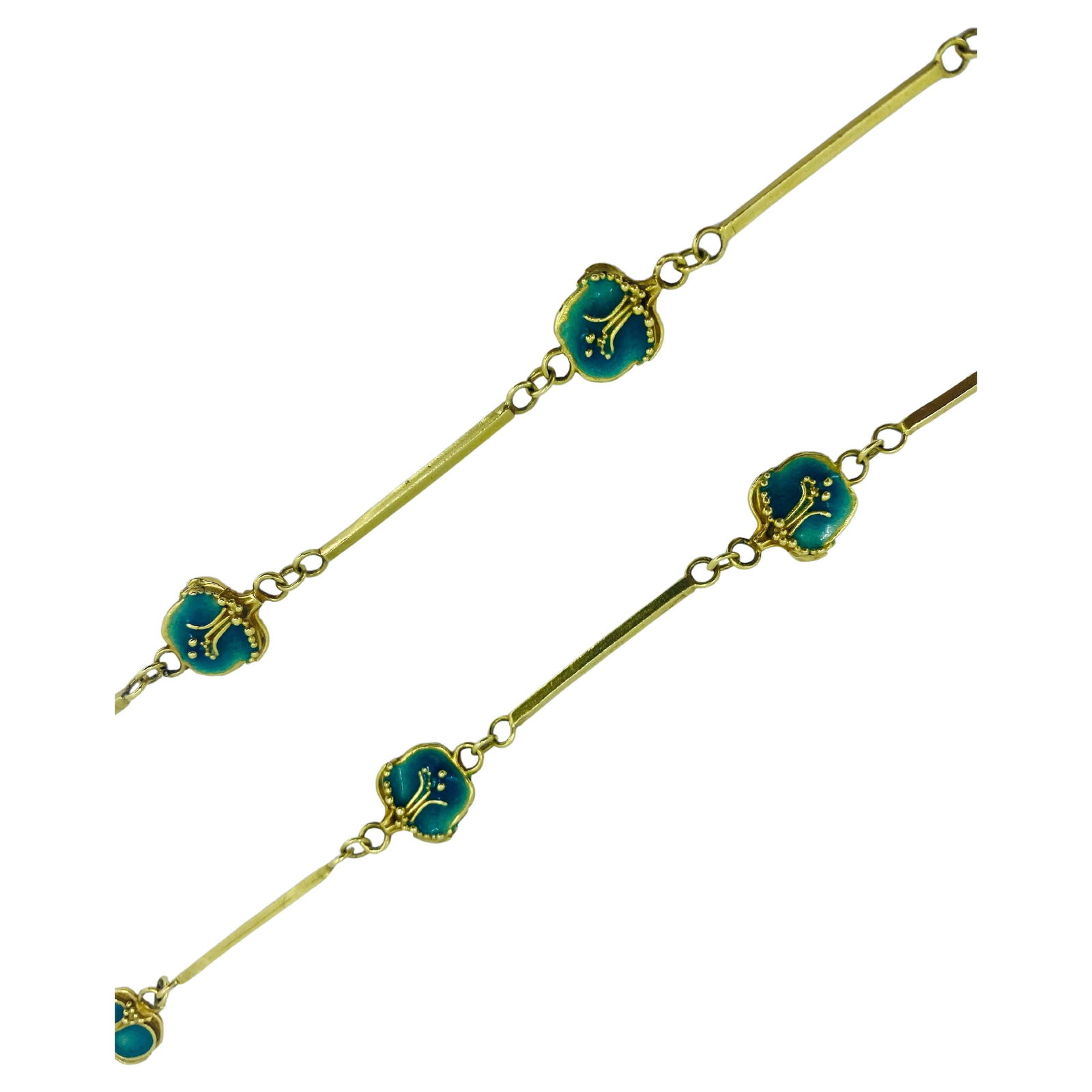 Jane Allen Art Nouveau Gold Enamel Necklace - 2