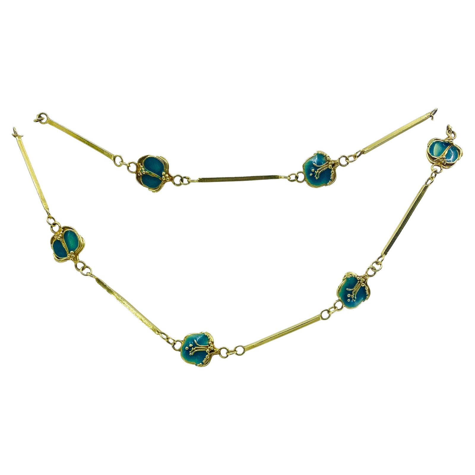 Jane Allen Art Nouveau Gold Enamel Necklace - 7