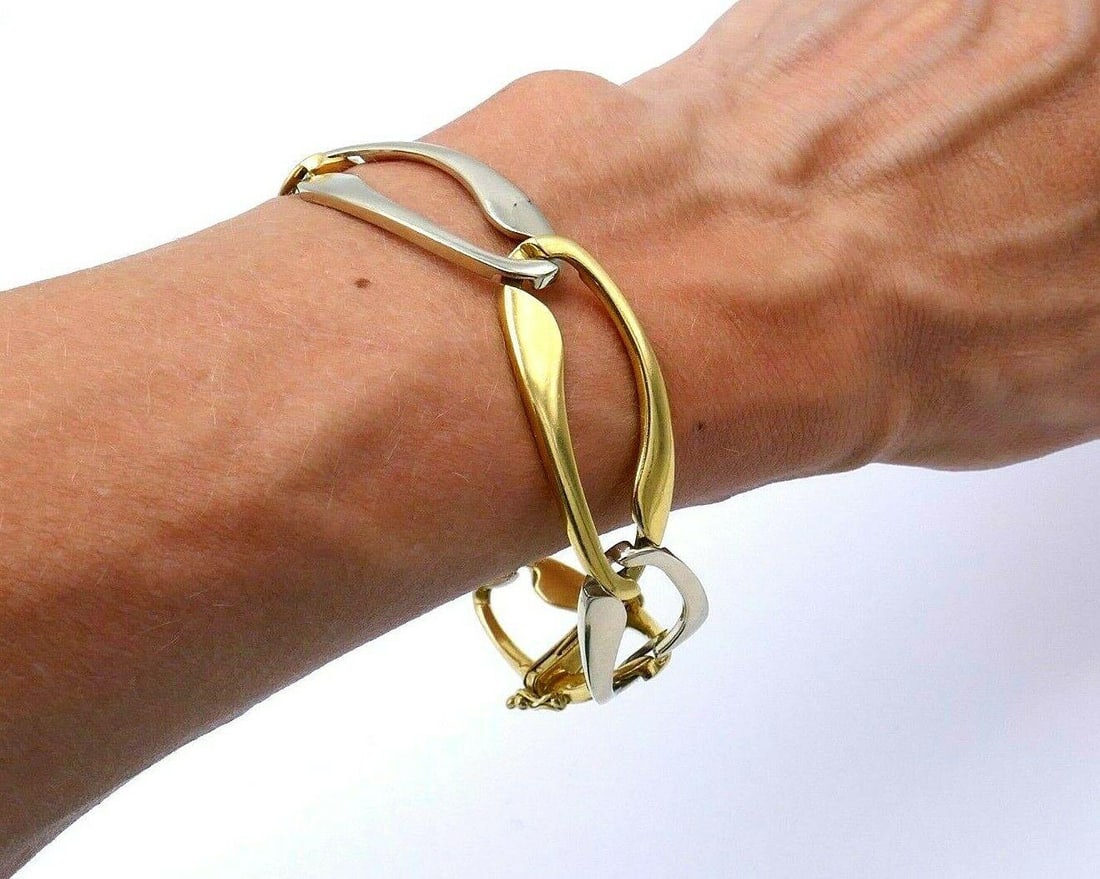 Vintage 18k Two-Tone Gold Link Bracelet - 3