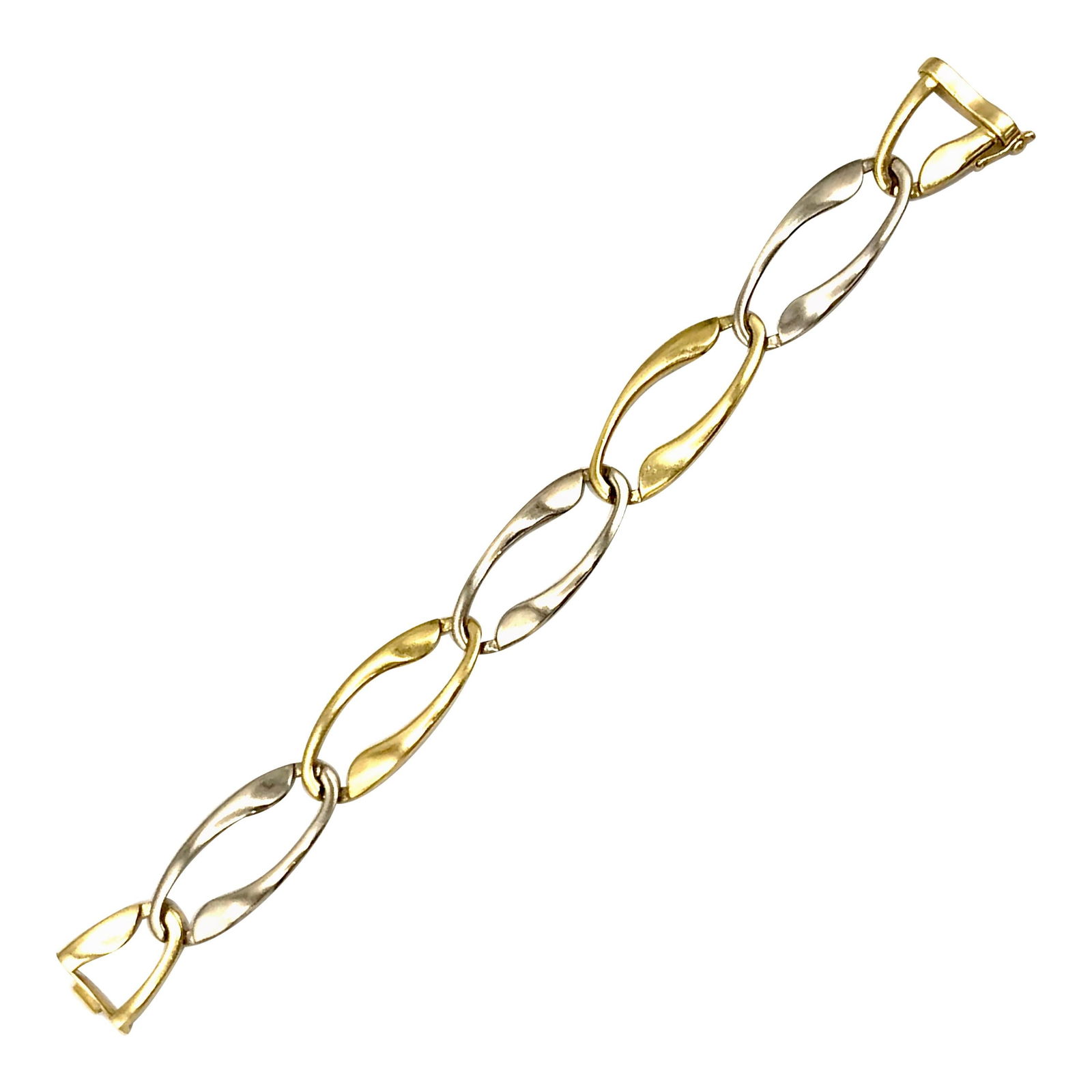Vintage 18k Two-Tone Gold Link Bracelet - 7