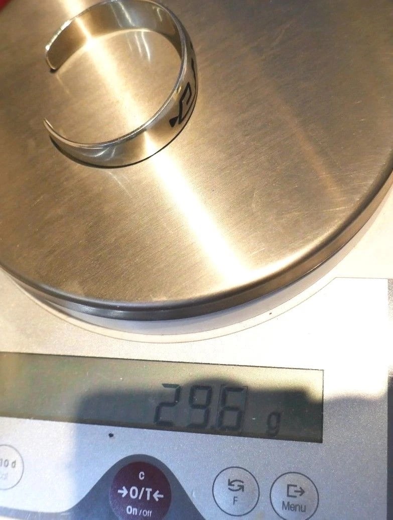 Sterling Silver Enamel Mexican Ornamented Bangle - 7