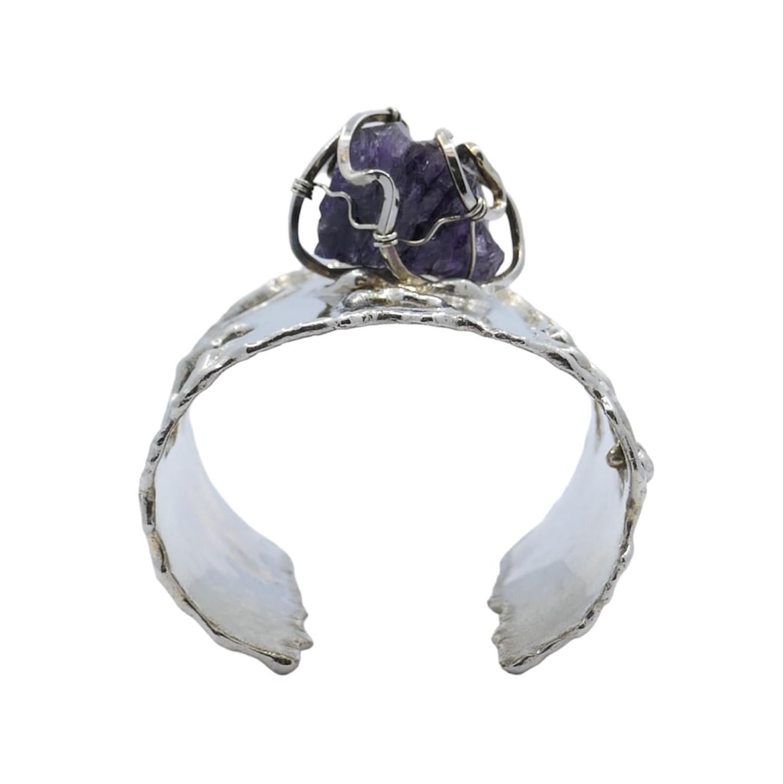Arthur King Silver Amethyst Cuff Bracelet - 12